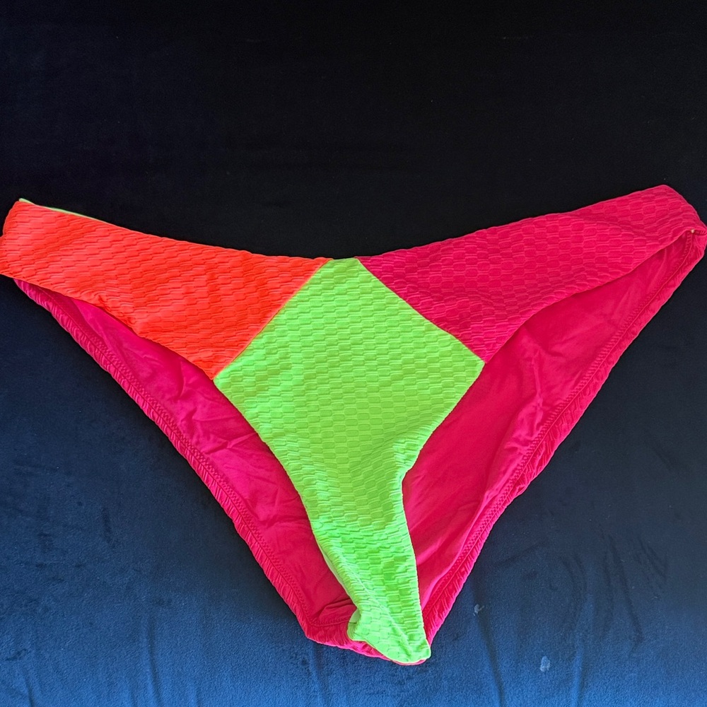Neon Colorblock Bikini Bottom - Pink, Coral & Lime